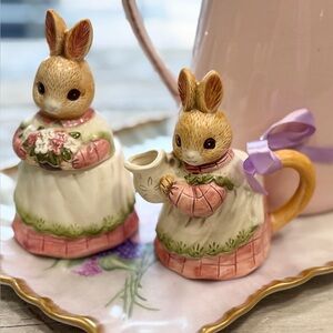 Vintage Takadashi Bunny Sugar | Creamer Set. Porcelain | Whimsical | Easter.